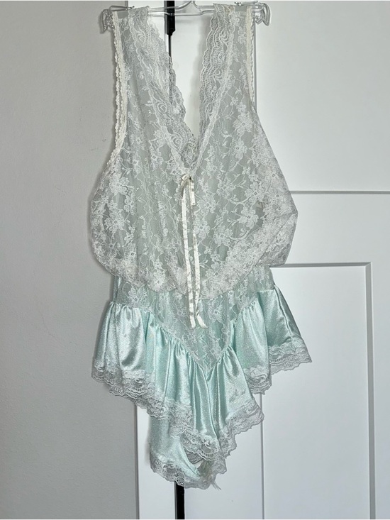 Tosca Lingerie Other - Lace & Satin Deep-V Teddy in Mint Green Tosca Lingerie of California size Small
